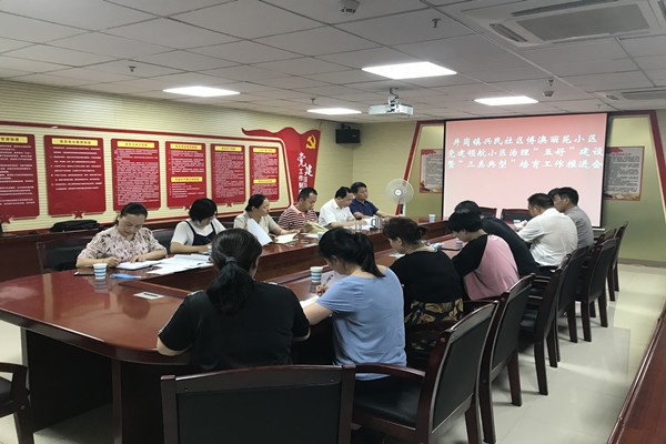 图一：党委委员汪之华、副镇长商议指导博澳丽苑小区“五好”建设.jpg